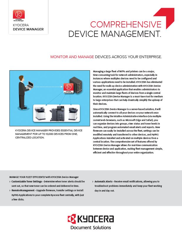 Kyocera, Software, Network Device Management, Kyocera, Device Manager, SVOE